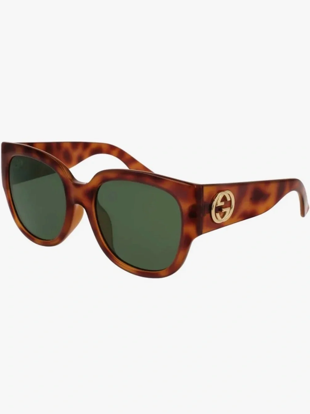 Gucci Tortoiseshell Brown and Dark Green Lens Sunglasses